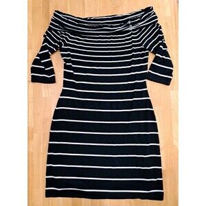 White House Black Market Dress Size Medium Off Shoulder Striped